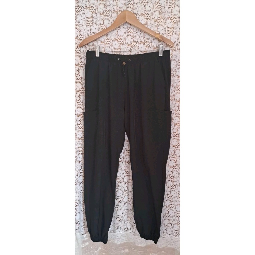 Women's Jogger Scrub Pant Size XL Black Polyester Spandex 4 Pockets Elastic Cuff